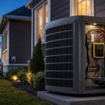 Central air conditioner with a professionally installed soft starter and an outdoor backup generator